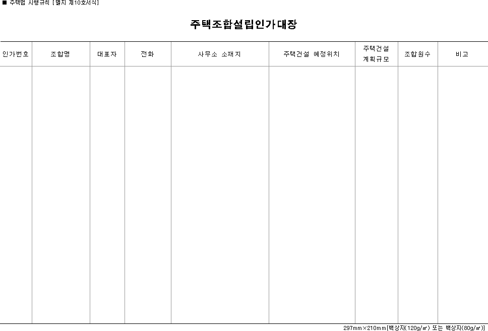 주택조합설립인가 대장
